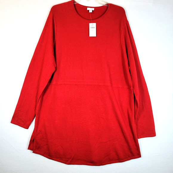 J. Jill Womens Tight Knit Tunic Sweater Top Size XLT Tall Red Holiday Christmas - Picture 1 of 8